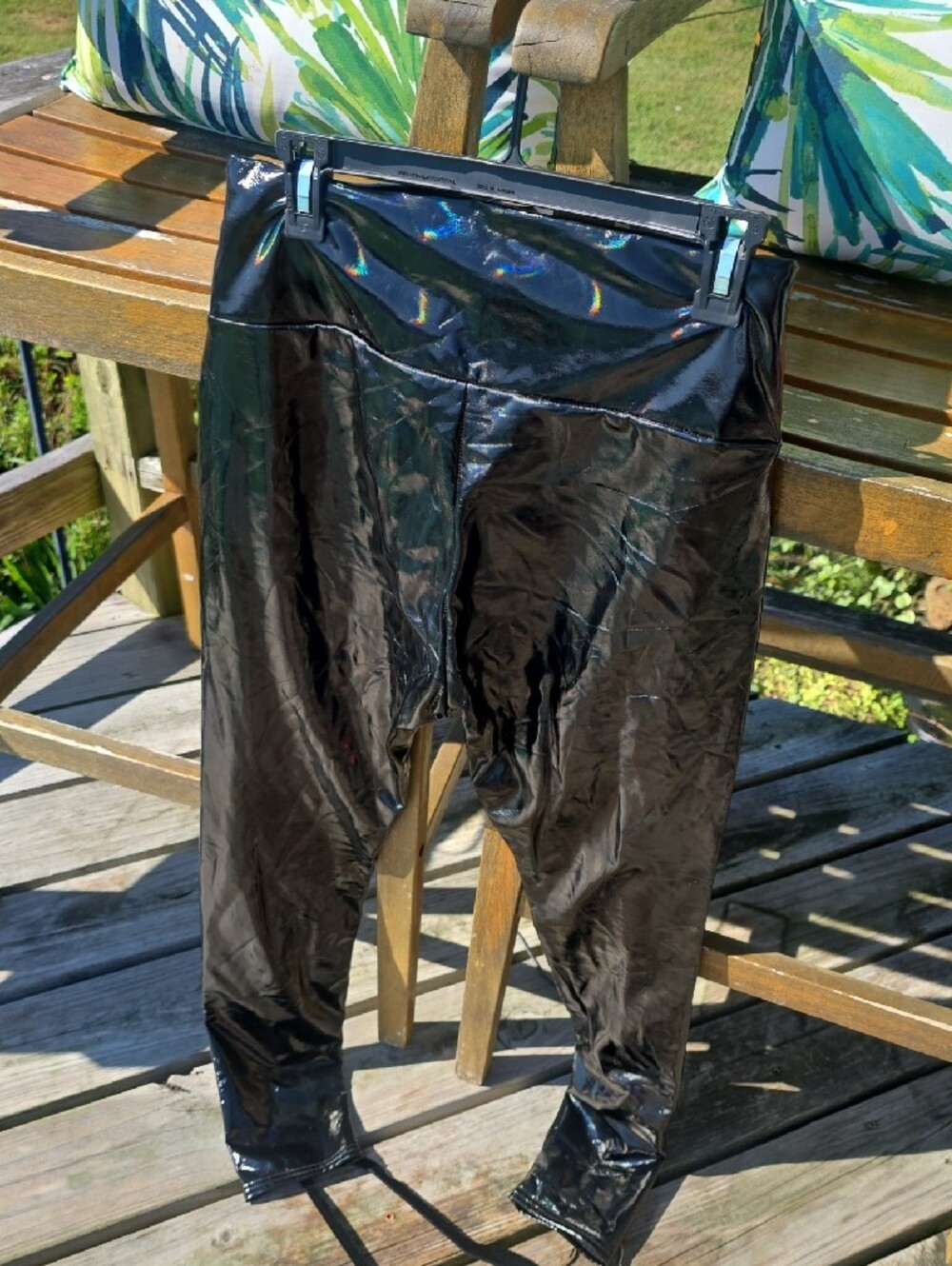 Amazon Black Iridescent Faux Leather Leggings - Picture 3 of 6